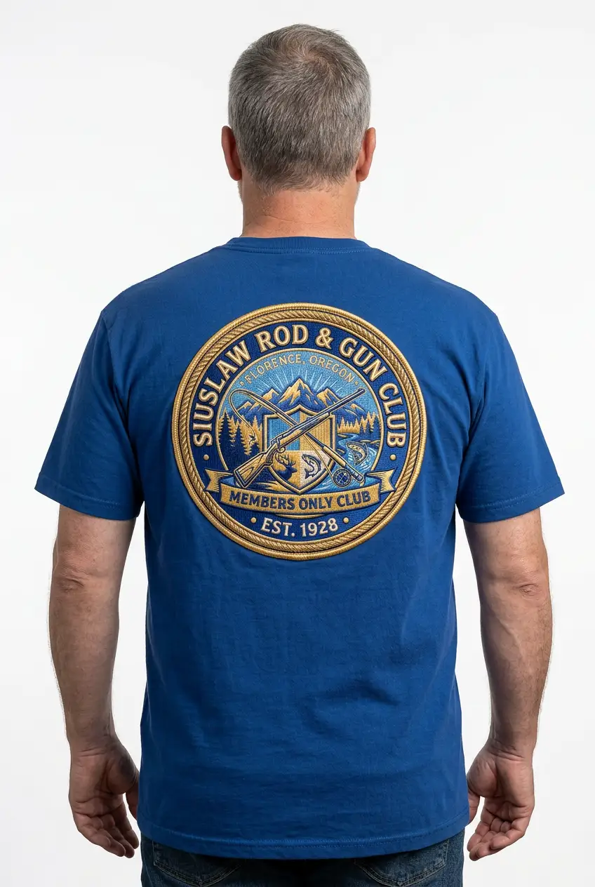 Round Blue and Gold Embroidered Look